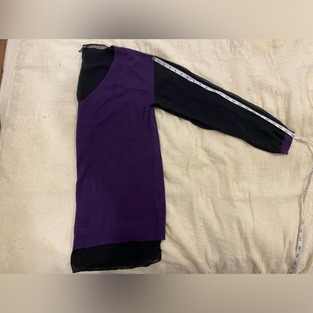 Le Château Purple & Black Chiffon Blouse Women’s L – Dressy Top - Picture 5 of 5